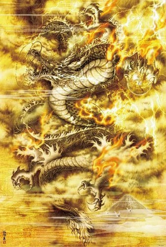 Drago volante dorato puzzle