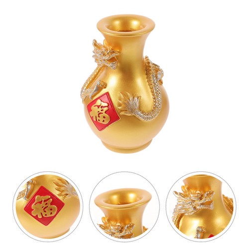 Vaso drago resina dorata - vaso,