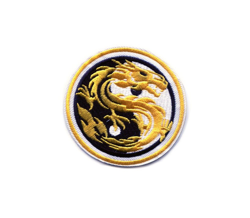 Yin yang drago dorato ricamato - yin,